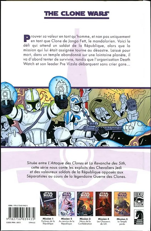 Verso de l'album Star Wars - The Clone Wars Mission 5 Le temple perdu