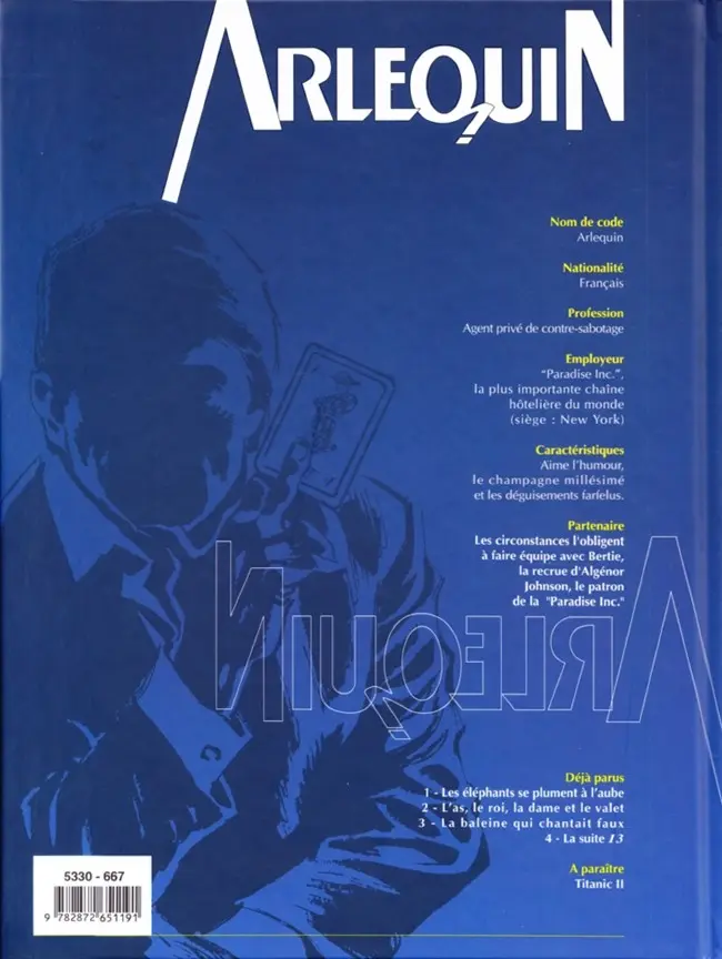 Verso de l'album Arlequin Tome 1 Les éléphants se plument à l'aube