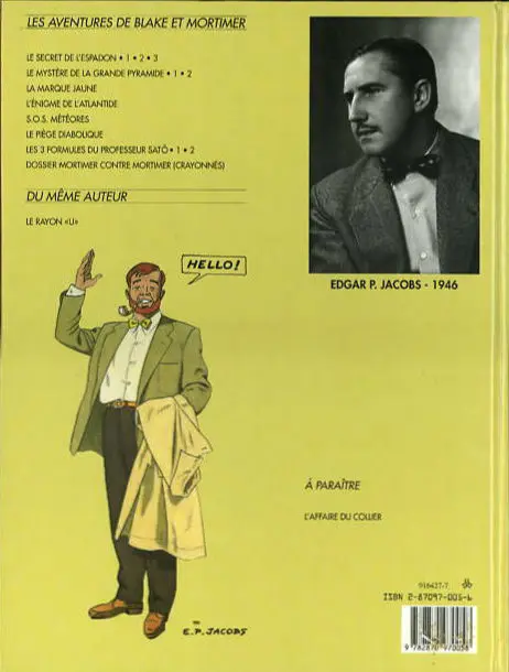 Verso de l'album Blake et Mortimer Tome 3 Le Secret de l'Espadon
