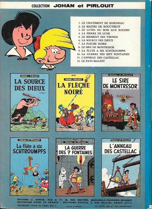 Verso de l'album Johan et Pirlouit Tome 10 La guerre des 7 fontaines