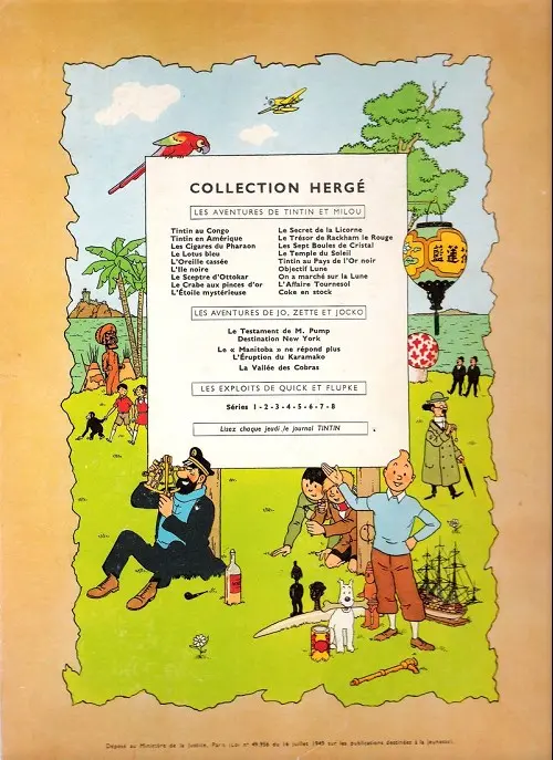Verso de l'album Tintin Tome 9 Le crabe aux pinces d'or