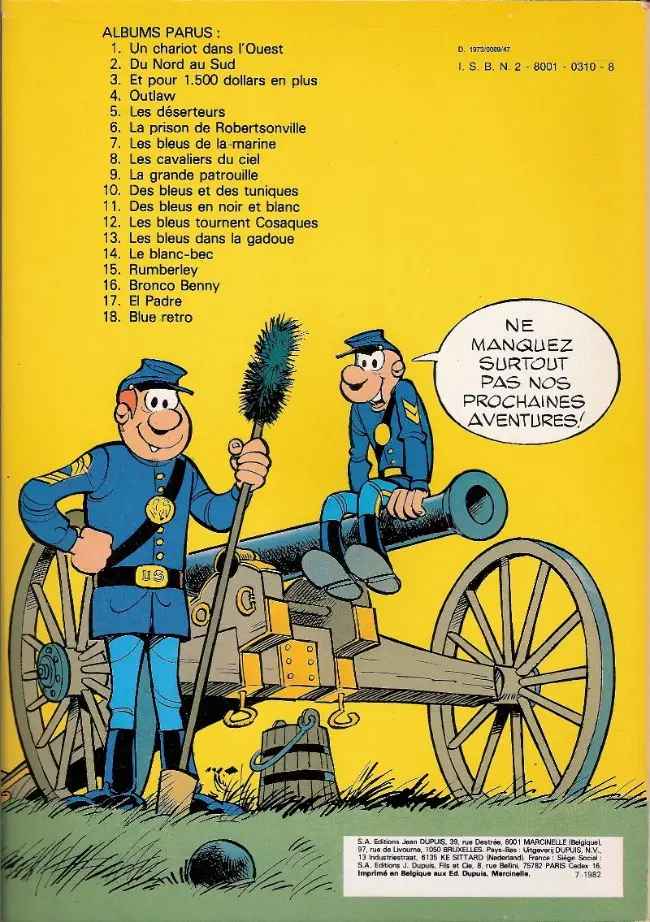 Verso de l'album Les Tuniques Bleues Tome 3 Et pour quinze cents dollars en plus
