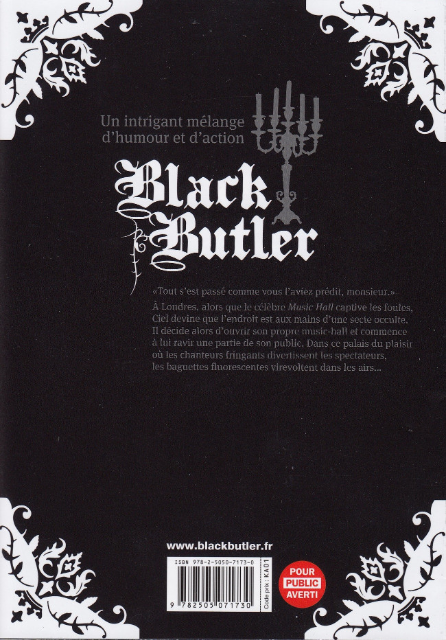 Verso de l'album Black Butler 25 Black Burglar