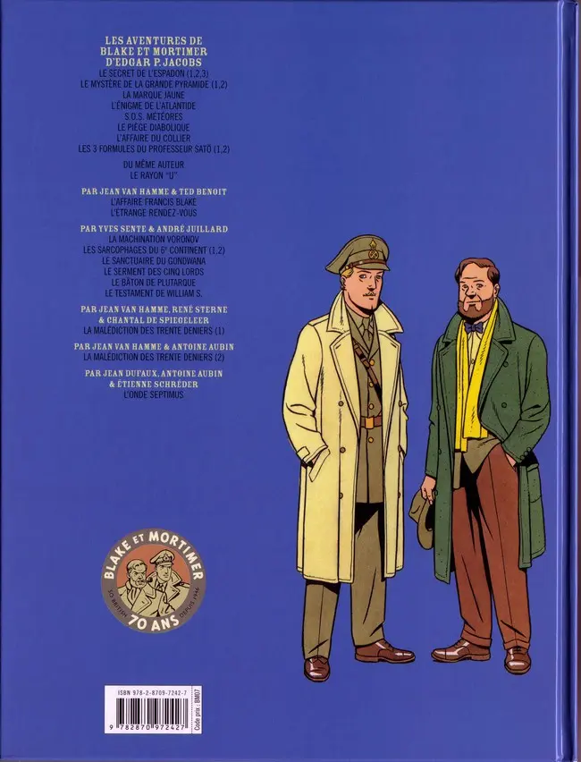 Verso de l'album Blake et Mortimer Tome 24 Le Testament de William S.