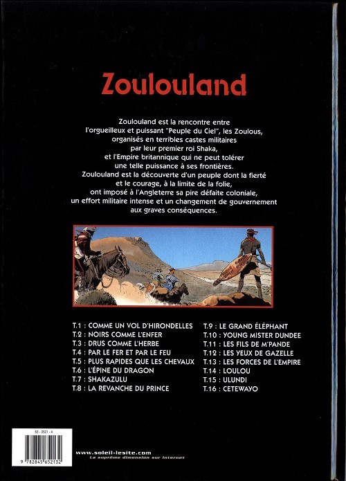 Verso de l'album Zoulouland Tome 16 Cetewayo