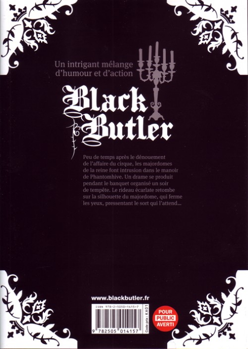 Verso de l'album Black Butler 9 Black Chief Clerk
