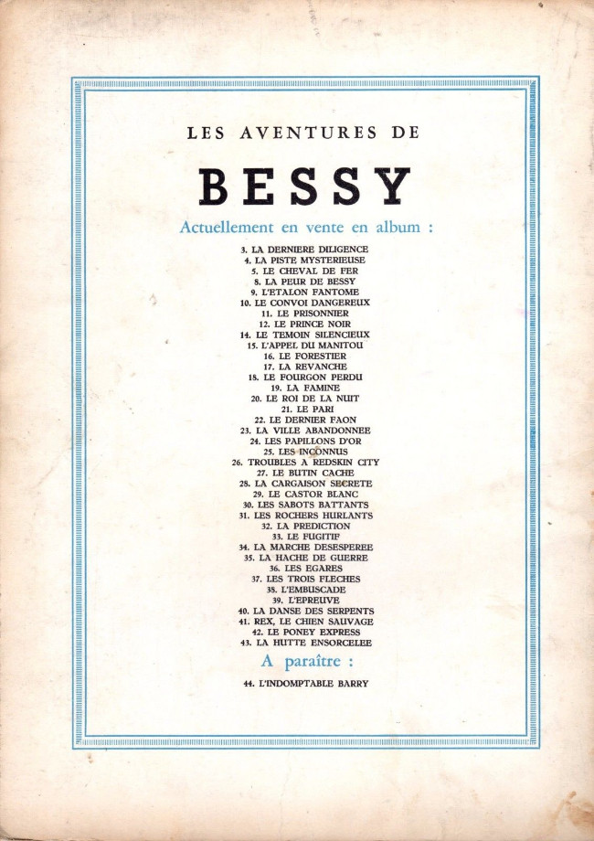 Verso de l'album Bessy Tome 43 La hutte ensorcelée