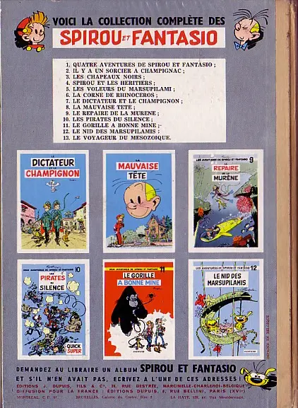 Verso de l'album Spirou et Fantasio Tome 13 Le voyageur du mésozoïque
