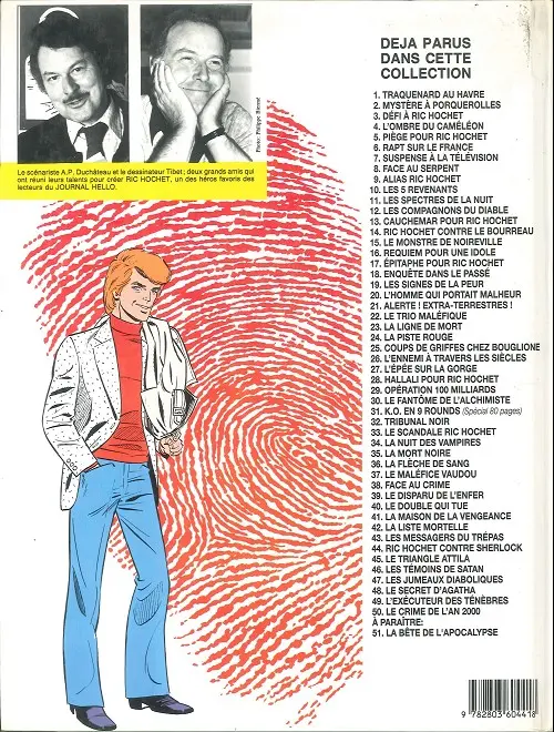 Verso de l'album Ric Hochet Tome 38 Face au crime