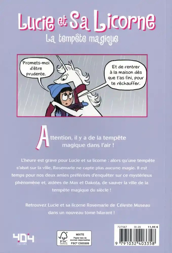 Verso de l'album Lucie et sa licorne Tome 6 La tempête magique