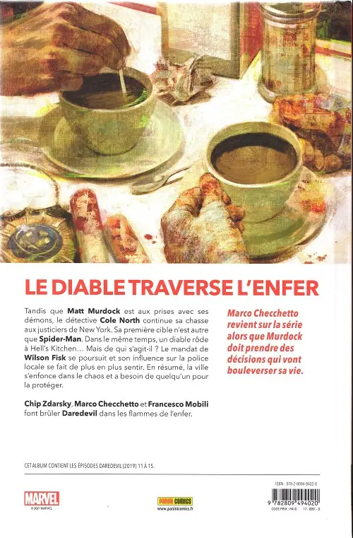 Verso de l'album Daredevil 3 L'enfer