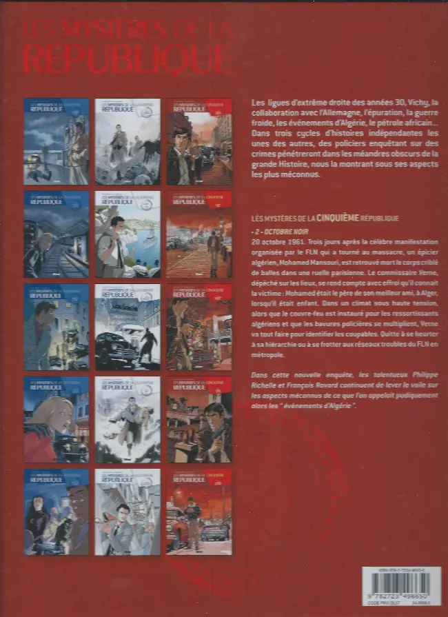 Verso de l'album Les Mystères de la Cinquième République Tome 2 Octobre noir