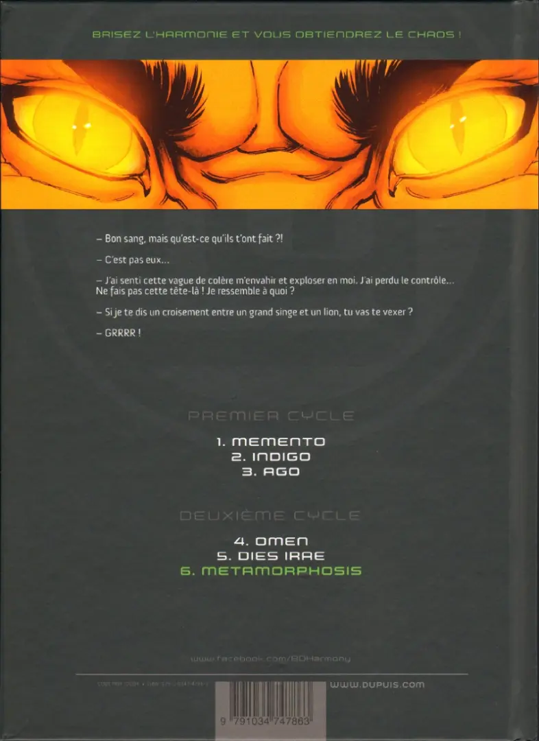 Verso de l'album Harmony Tome 6 Metamorphosis