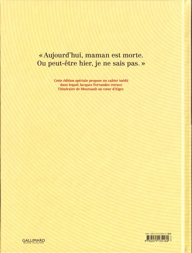 Verso de l'album L'Étranger
