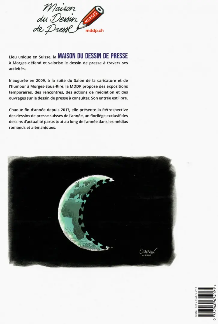 Verso de l'album Rétro du dessin de presse suisse 2020