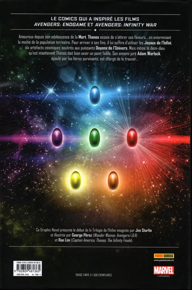 Verso de l'album Thanos : La Trilogie de l'infini Volume 1 Thanos : Le gant de l'infini