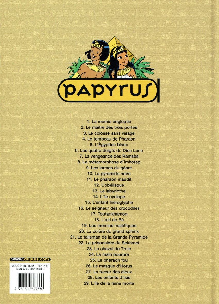 Verso de l'album Papyrus Tome 13 Le labyrinthe
