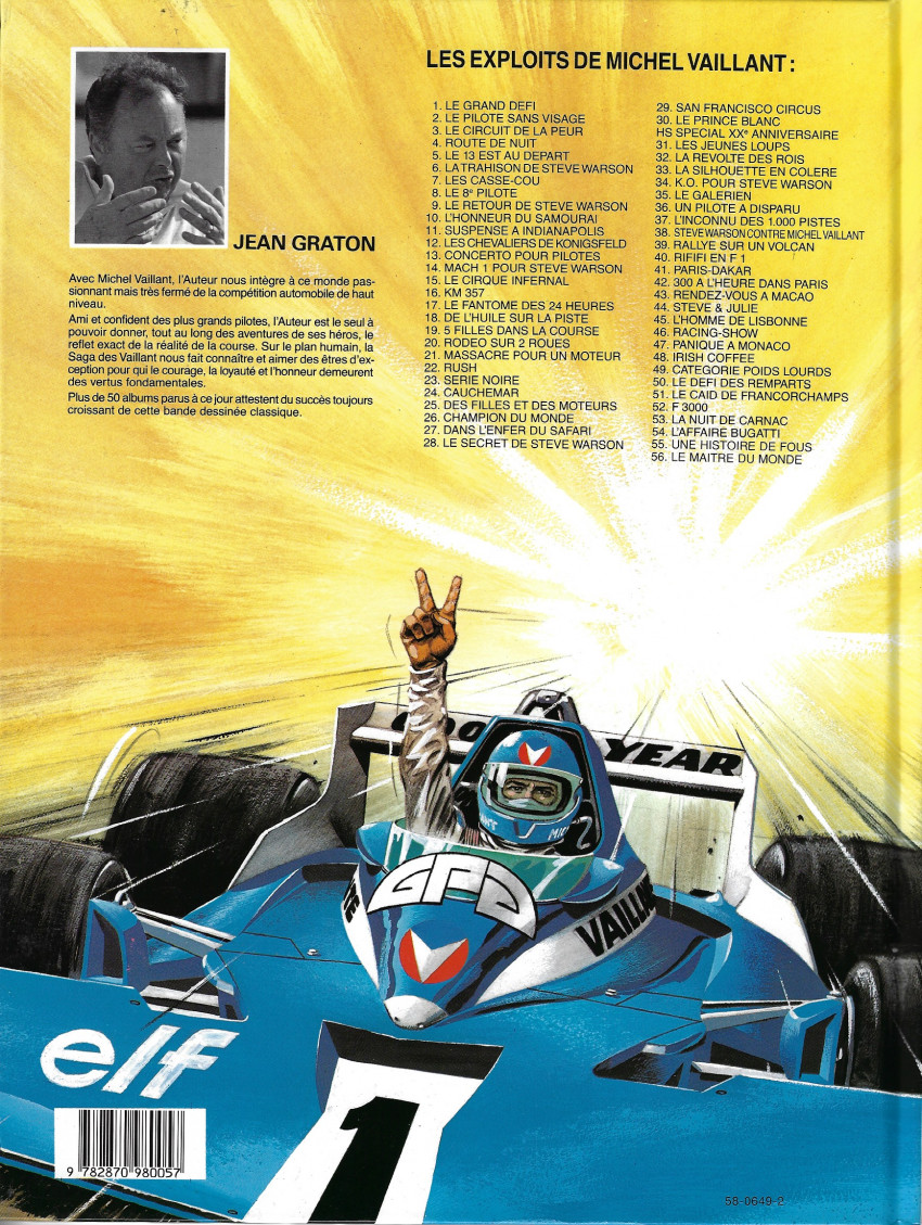 Verso de l'album Michel Vaillant Tome 46 Racing show