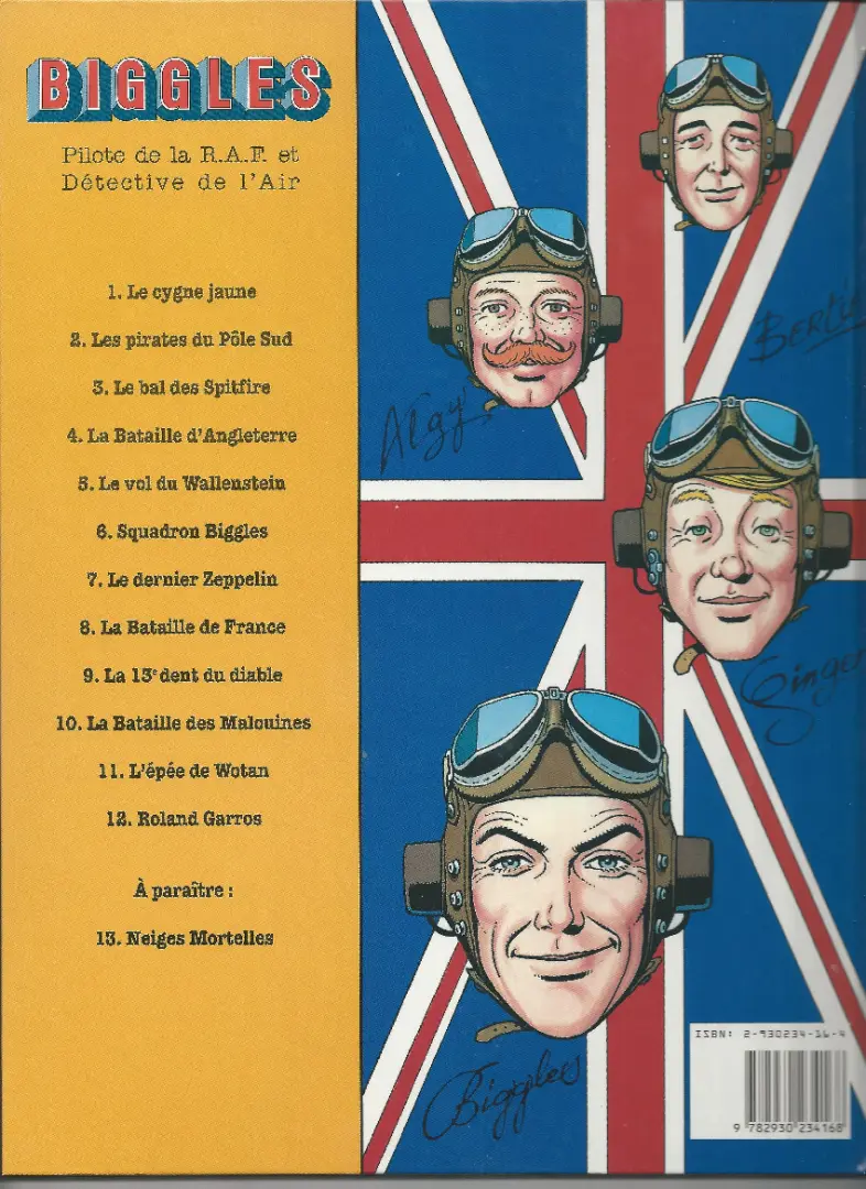 Verso de l'album Biggles Tome 12 Roland Garros
