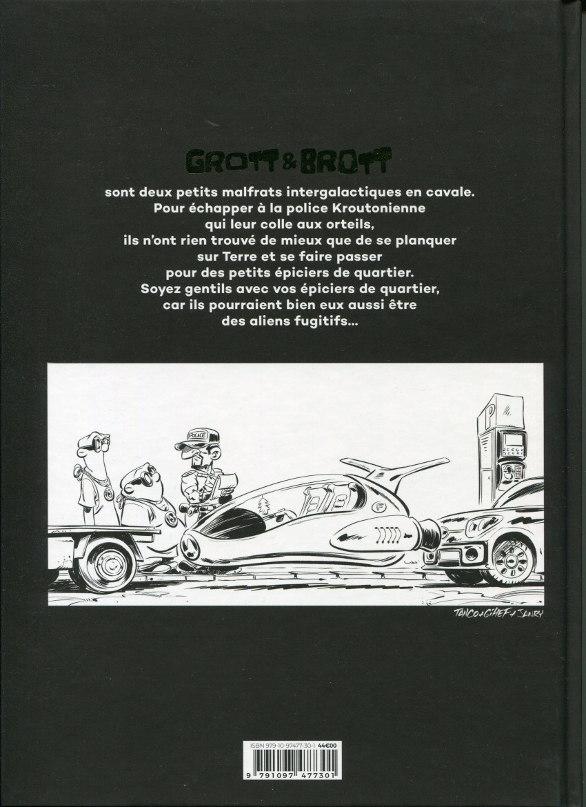 Verso de l'album Grott & Brott 1 Nous venons en pet