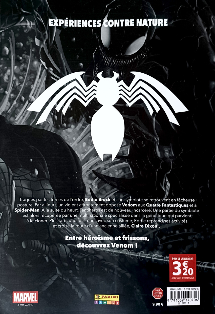 Verso de l'album Venom - La nuit du symbiote 4 Retournement de situation