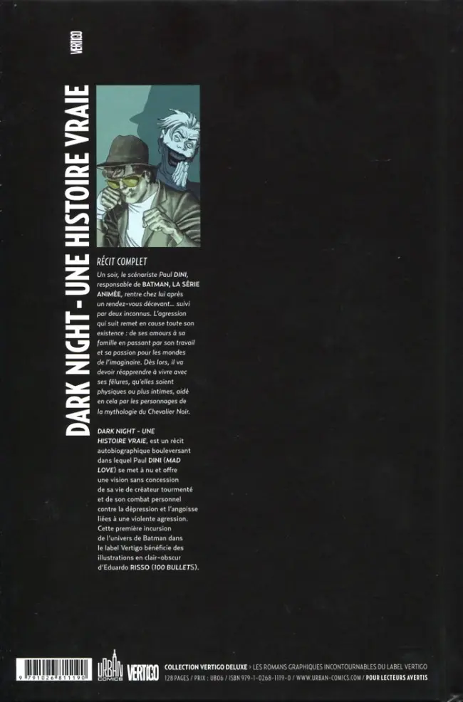 Verso de l'album Dark Night Une histoire vraie