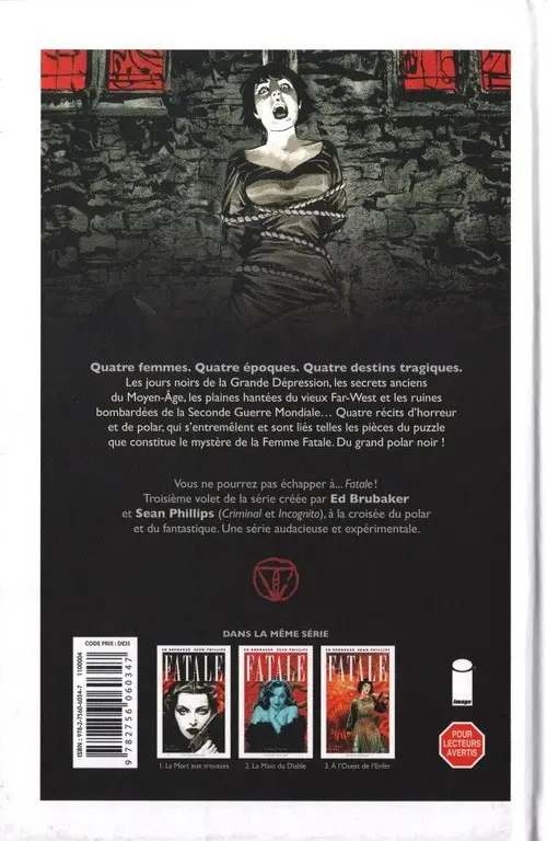 Verso de l'album Fatale Tome 3 À l'ouest de l'Enfer