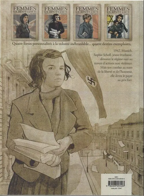 Verso de l'album Femmes en résistance numéro 2 Sophie Scholl