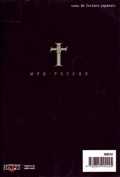 Verso de l'album MPD-Psycho - Le détective schizophrène N° 7
