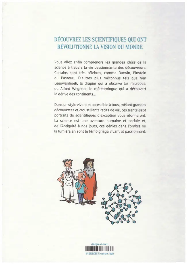 Verso de l'album La Planète des sciences Encyclopédie universelle des scientifiques