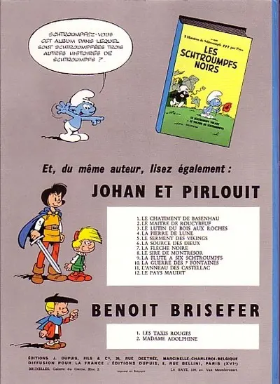 Verso de l'album Les Schtroumpfs Tome 2 Le Schtroumpfissime (+ Schtroumpfonie en ut)
