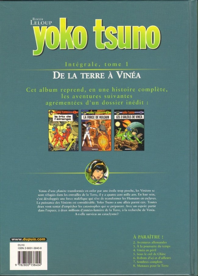 Verso de l'album Yoko Tsuno Intégrale Tome 1 De la Terre à Vinéa