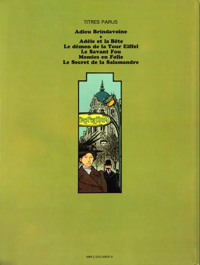 Verso de l'album Les Aventures Extraordinaires d'Adèle Blanc-Sec Tome 2 Le Démon de la Tour Eiffel