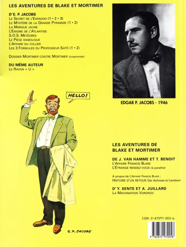 Verso de l'album Blake et Mortimer Tome 3 Le Secret de l'Espadon