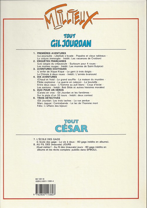 Verso de l'album Gil Jourdan Tout Gil Jourdan Tome 4 Dix aventures
