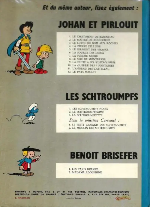 Verso de l'album Johan et Pirlouit Tome 10 La guerre des 7 fontaines