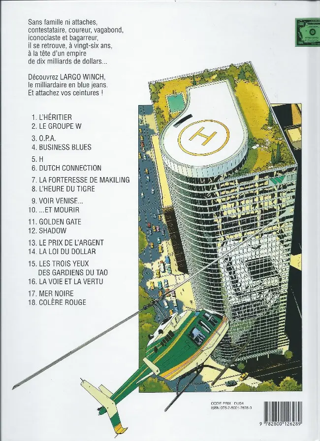 Verso de l'album Largo Winch Tome 9 Voir Venise...