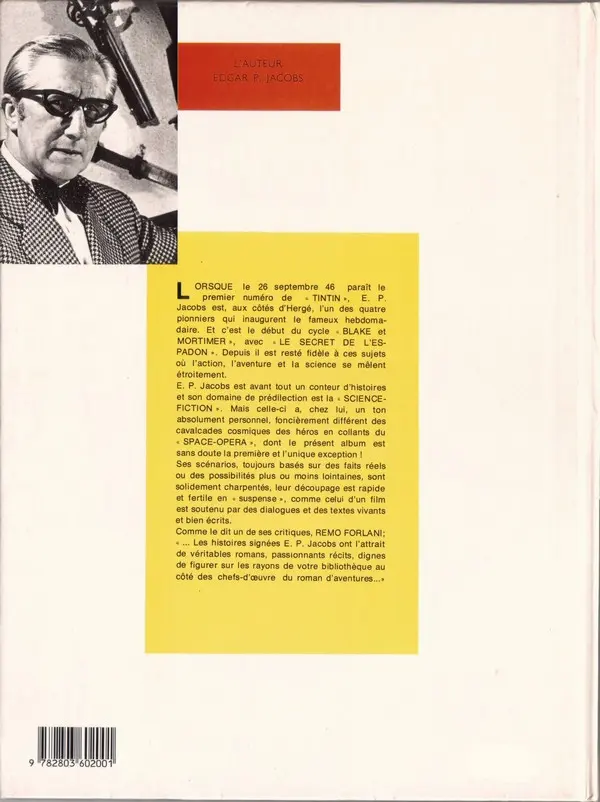 Verso de l'album Avant Blake et Mortimer Tome 1 Le Rayon «U»