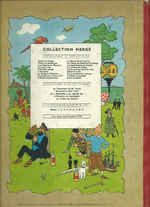 Verso de l'album Tintin Tome 9 Le crabe aux pinces d'or