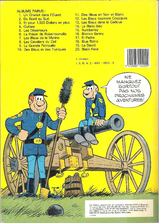 Verso de l'album Les Tuniques Bleues Tome 3 Et pour quinze cents dollars en plus