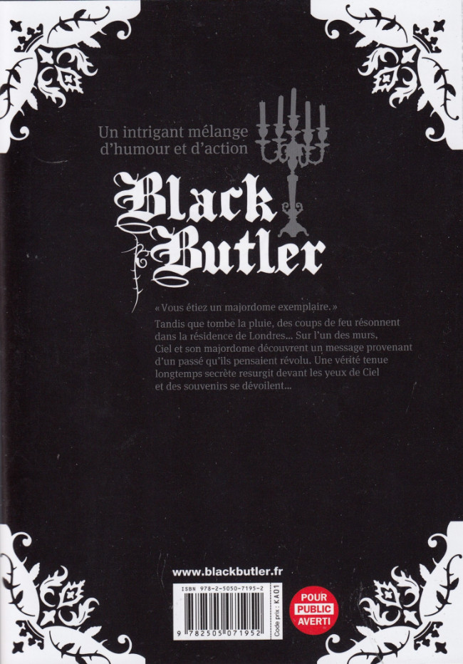 Verso de l'album Black Butler 26 Black Santa