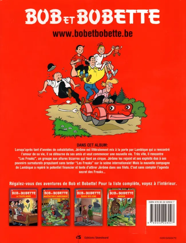 Verso de l'album Bob et Bobette Tome 330 Fanas de freaks