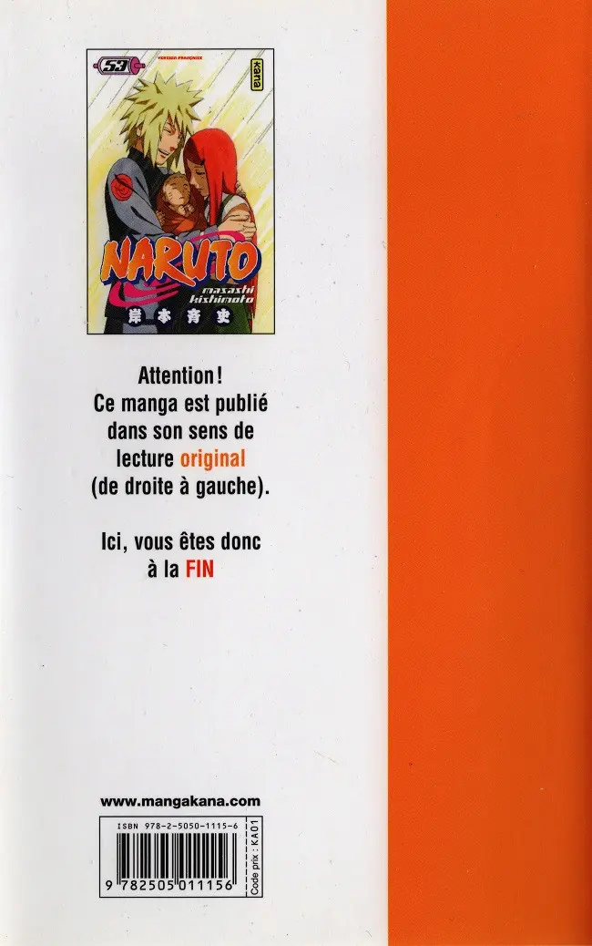 Verso de l'album Naruto 53 La naissance de Naruto