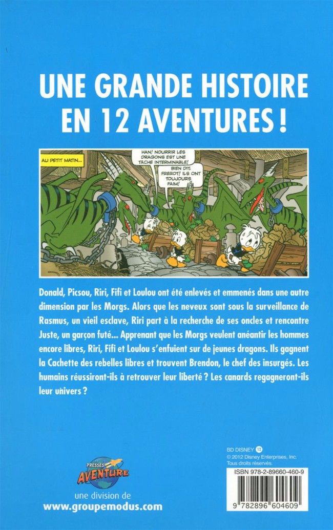 Verso de l'album BD Disney Tome 12 Donald, Le monde des maîtres dragons