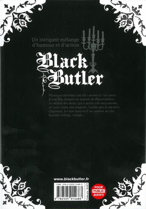 Verso de l'album Black Butler 10 Black Esper