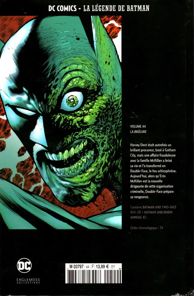 Verso de l'album DC Comics - La Légende de Batman Volume 44 La Brûlure