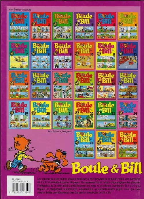 Verso de l'album Boule & Bill Tome 9
