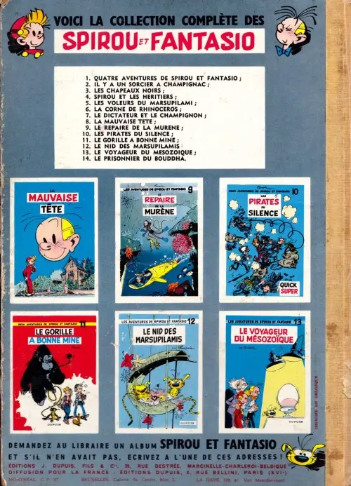 Verso de l'album Spirou et Fantasio Tome 14 Le prisonnier du Bouddha