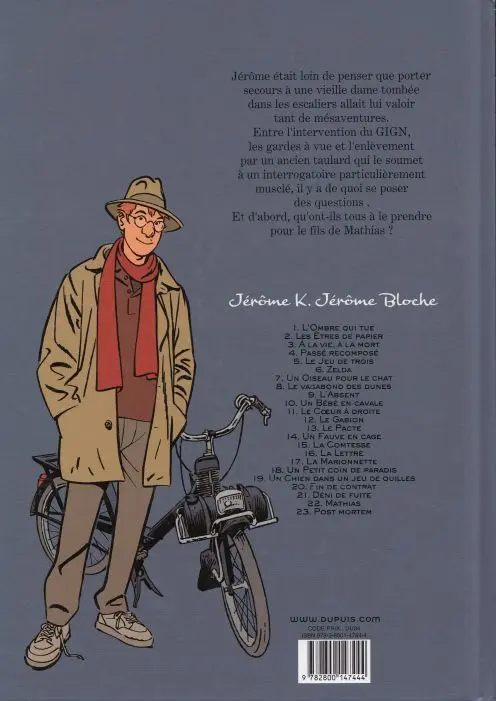 Verso de l'album Jérôme K. Jérôme Bloche Tome 22 Mathias