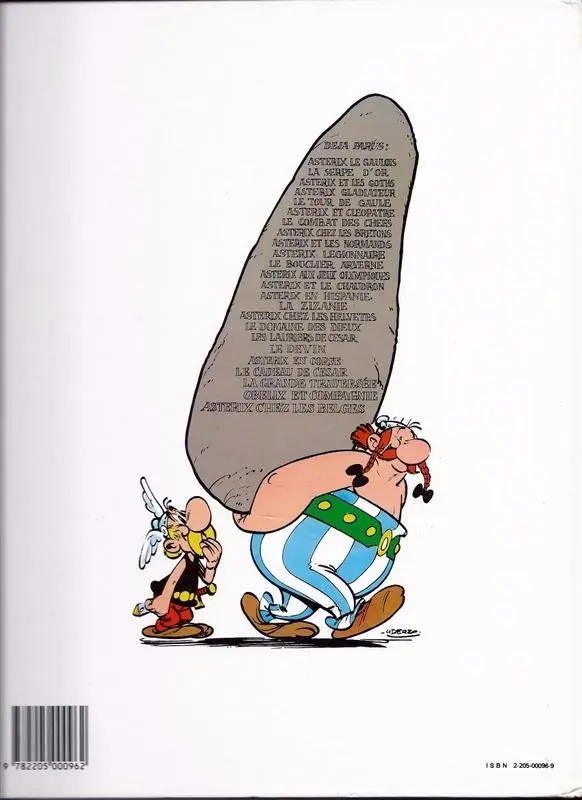 Verso de l'album Astérix Tome 1 Astérix le gaulois
